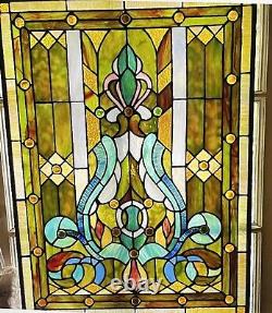 25x18 Victorian Royal Tiffany style stained glass window panel