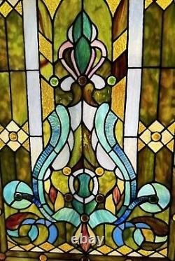 25x18 Victorian Royal Tiffany style stained glass window panel