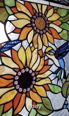26 Stained Glass Window Panel Tiffany Style Hummingbirds Suncatcher