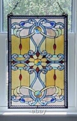 26 Tiffany Style Stained Glass Bedazzled Brandy wine Window Panel Suncatcher