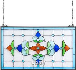 26x16 Vintage Tiffany Style Stained Glass Window Panel Hanging Home Decor