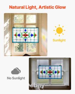 26x16 Vintage Tiffany Style Stained Glass Window Panel Hanging Home Decor