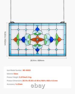 26x16 Vintage Tiffany Style Stained Glass Window Panel Hanging Home Decor