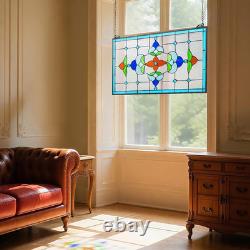 26x16 Vintage Tiffany Style Stained Glass Window Panel Hanging Home Decor