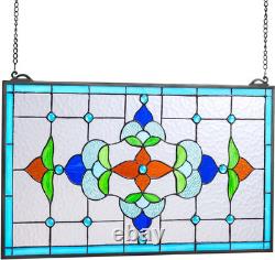 26x16 Vintage Tiffany Style Stained Glass Window Panel Hanging Home Decor