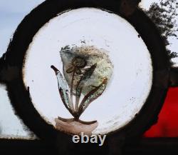 27 Tall Antique French Stained/Leaded Glass Panel/Collage with New Leading