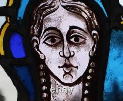 27 Tall Antique French Stained/Leaded Glass Panel/Collage with New Leading