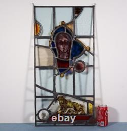 27 Tall Antique French Stained/Leaded Glass Panel/Collage with New Leading