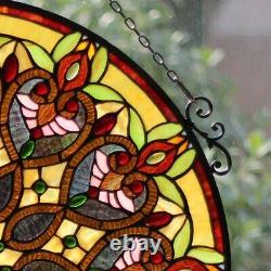 27 x 26 Victorian Style Stained Glass Round Arabella Window Panel