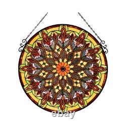 27 x 26 Victorian Style Stained Glass Round Arabella Window Panel