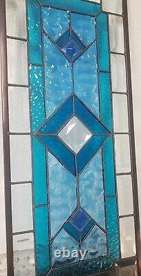 3 Jewels -Beveled Stained Glass Window Panel- 22.5x9.5