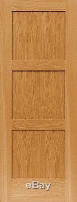 3 Panel Equal Flat Contemporary Shaker Red Oak Solid Core Interior Wood Doors