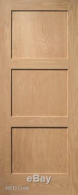 3 Panel Equal Flat Contemporary Shaker Red Oak Solid Core Interior Wood Doors