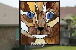 30% off-Purrrfect Stained Glass Window Panel, 20 3/4 x 18 3/4