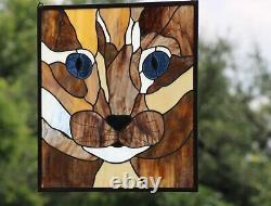 30% off-Purrrfect Stained Glass Window Panel, 20 3/4 x 18 3/4