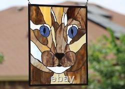 30% off-Purrrfect Stained Glass Window Panel, 20 3/4 x 18 3/4