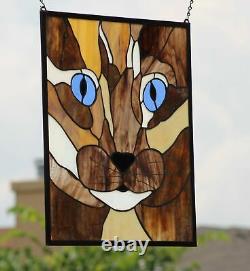 30% off-Purrrfect Stained Glass Window Panel, 20 3/4 x 18 3/4