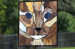 30% off-Purrrfect Stained Glass Window Panel, 20 3/4 x 18 3/4