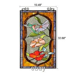 32 Floral Poppy Hummingbird garden Tiffany Style Stained Glass Window Panel