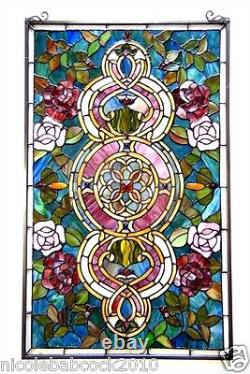 32 Victorian Florals Tiffany Style Engulfed Stained Glass Window Panel