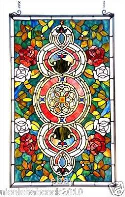 32 Victorian Florals Tiffany Style Engulfed Stained Glass Window Panel