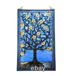 32 tiffany style stained glass window floral sky tree hanging panel