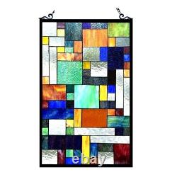 32 x 20 Colorful Tiled Geometry Tiffany Style Stained Glass Window Panel