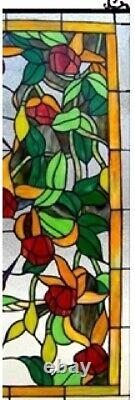 32 x 20 Hummingbird Floral Tiffany Style Stained Glass Window Panel with Chain