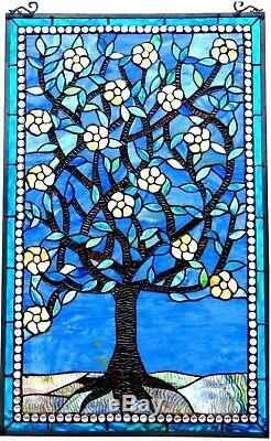 32 x 20 Mother Nature's Tree Tiffany Style Stained Glass Window Panel