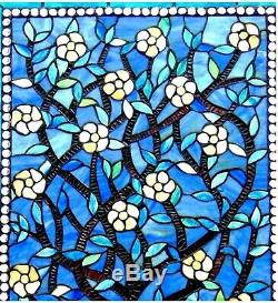32 x 20 Mother Nature's Tree Tiffany Style Stained Glass Window Panel