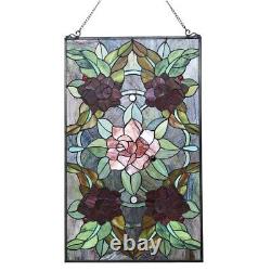 32 x 20 Tiffany-Style Rose Garden Canina Stained Glass window Panel