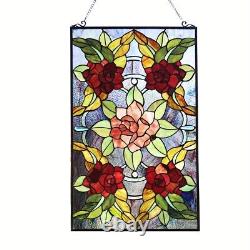 32 x 20 Tiffany-Style Rose Garden Canina Stained Glass window Panel