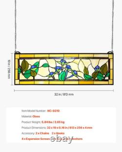 32X10 Tiffany Style Stained Glass Window Panel Hanging Transom