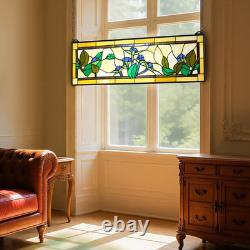 32X10 Tiffany Style Stained Glass Window Panel Hanging Transom
