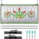 32X16 Stained Glass Transom Window Panel, Large Horizontal Tulips & Irises Han