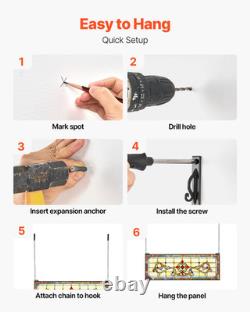 32x11 Tiffany Style Stained Glass Window Panel Hanging Transom Decor