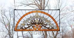 33.5 x 15.75 Handcrafted Stained Glass Panel Hanging Window Panel HF36