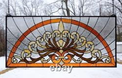 33.5 x 15.75 Handcrafted Stained Glass Panel Hanging Window Panel HF36