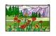 33.75L x 20H Tiffany Style stained glass window panel Flowers & Mountain HF603