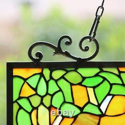 33 Autumns Grove Tiffany Style Stained Glass Window Panel With Chain
