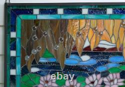 34.25 x 20.25 Stained Glass Window Panel Waterlily Pond QA039834