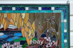 34.25 x 20.25 Stained Glass Window Panel Waterlily Pond QA039834