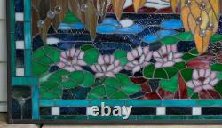 34.25 x 20.25 Stained Glass Window Panel Waterlily Pond QA039834