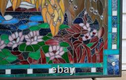 34.25 x 20.25 Stained Glass Window Panel Waterlily Pond QA039834