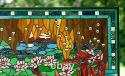 34.25 x 20.25 Stained Glass Window Panel Waterlily Pond QA039834