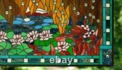 34.25 x 20.25 Stained Glass Window Panel Waterlily Pond QA039834