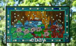 34.25 x 20.25 Stained Glass Window Panel Waterlily Pond QA039834