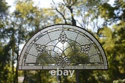 34 x 18 Stunning Handcrafted All Clear stained glass Beveled window panel