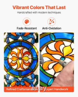 35.1x12.9 Tiffany Style Stained Glass Window Panel Hanging Transom