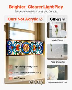 35.1x12.9 Tiffany Style Stained Glass Window Panel Hanging Transom
